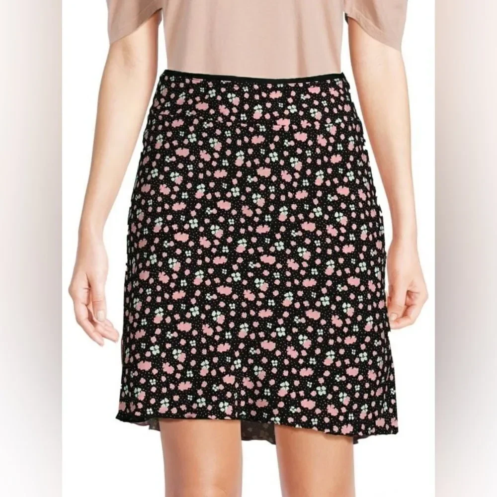 Free people NWT IRL Floral Mini Slip Skirt in Black Combo size 12